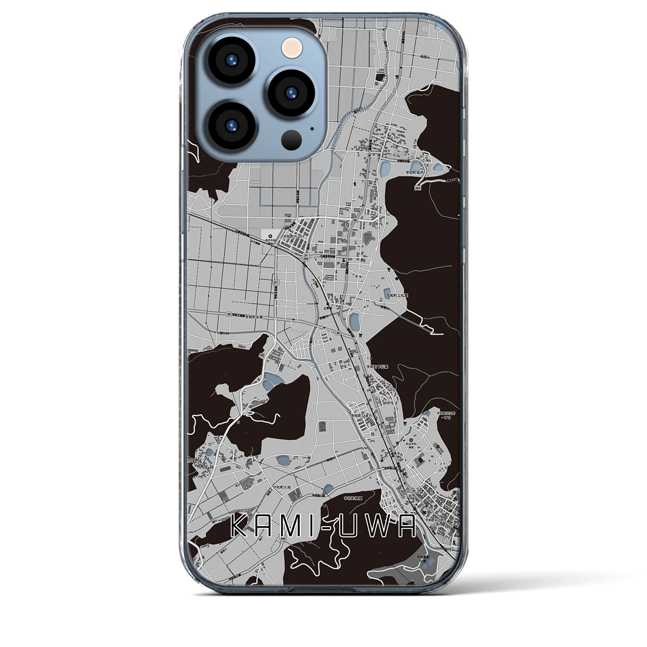 【上宇和】地図柄iPhoneケース（クリアタイプ・モノトーン）iPhone 13 Pro Max 用