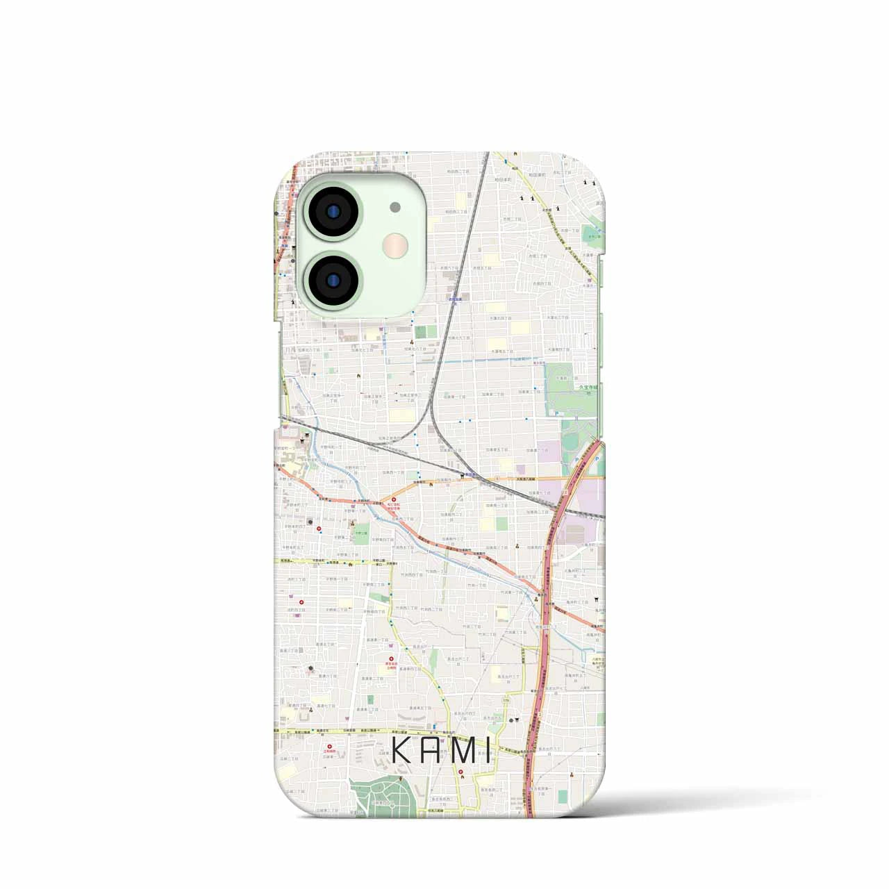 【加美】地図柄iPhoneケース（バックカバータイプ・ナチュラル）iPhone 12 mini 用