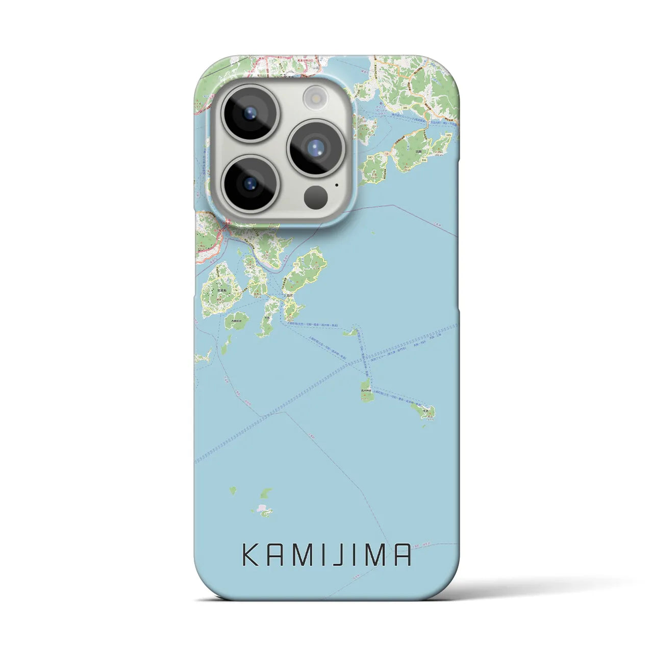 【上島】地図柄iPhoneケース（バックカバータイプ・ナチュラル）iPhone 15 Pro 用