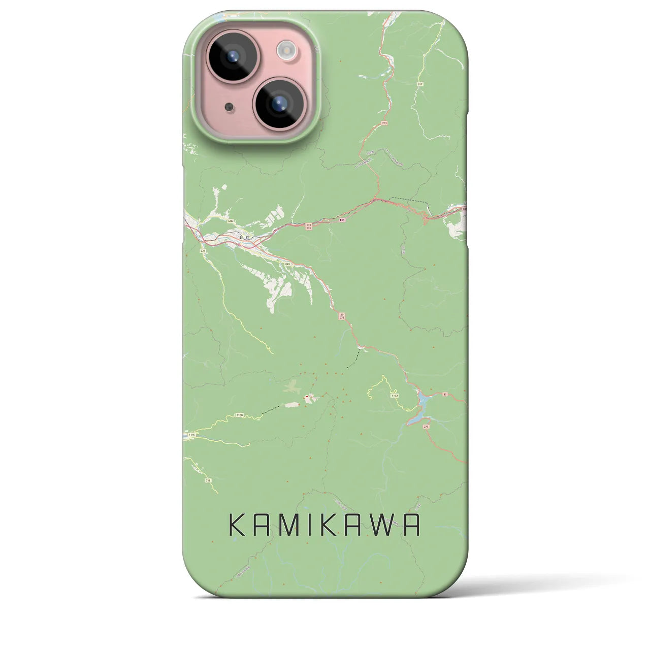 【上川】地図柄iPhoneケース（バックカバータイプ・ナチュラル）iPhone 15 Plus 用