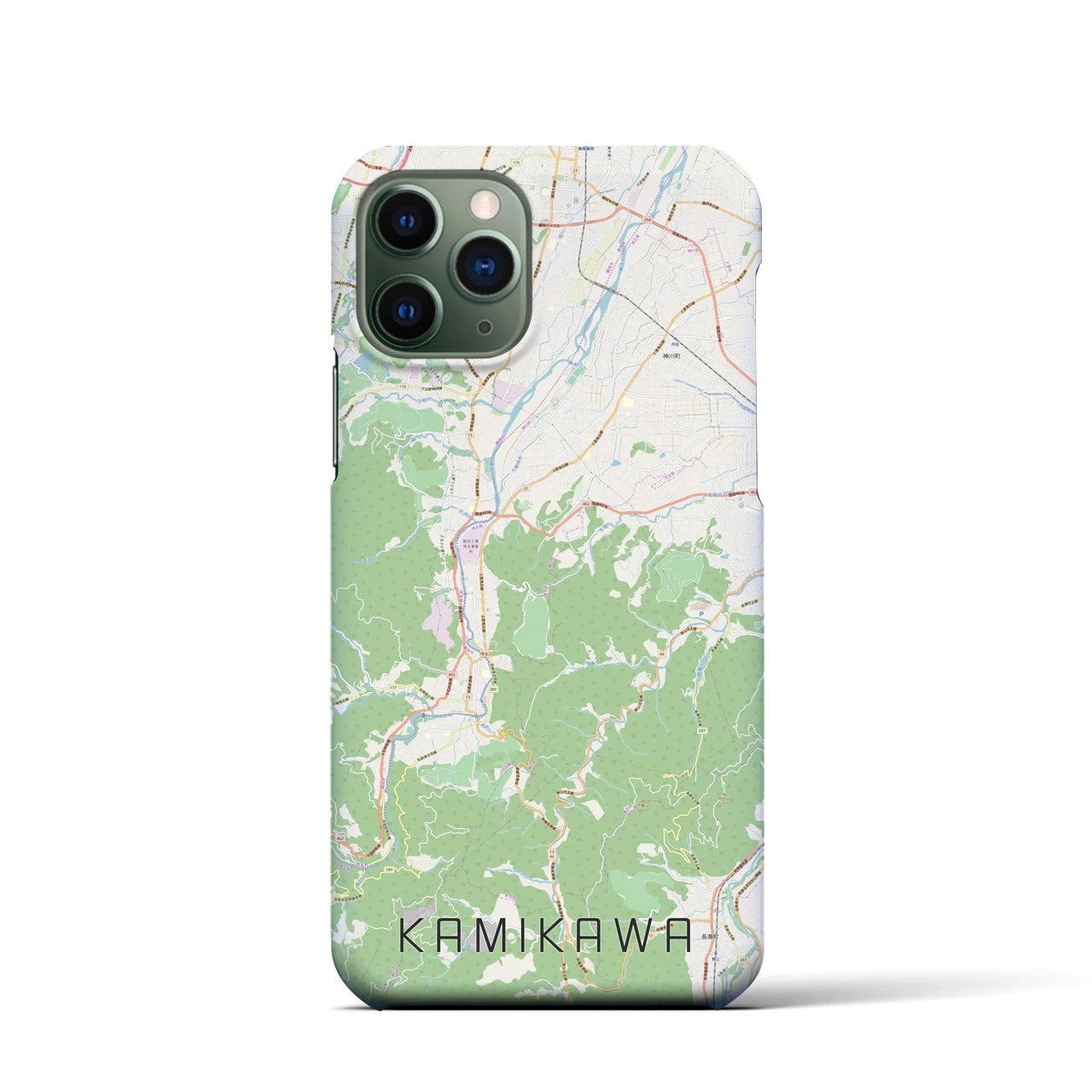 【神川】地図柄iPhoneケース（バックカバータイプ・ナチュラル）iPhone 11 Pro 用