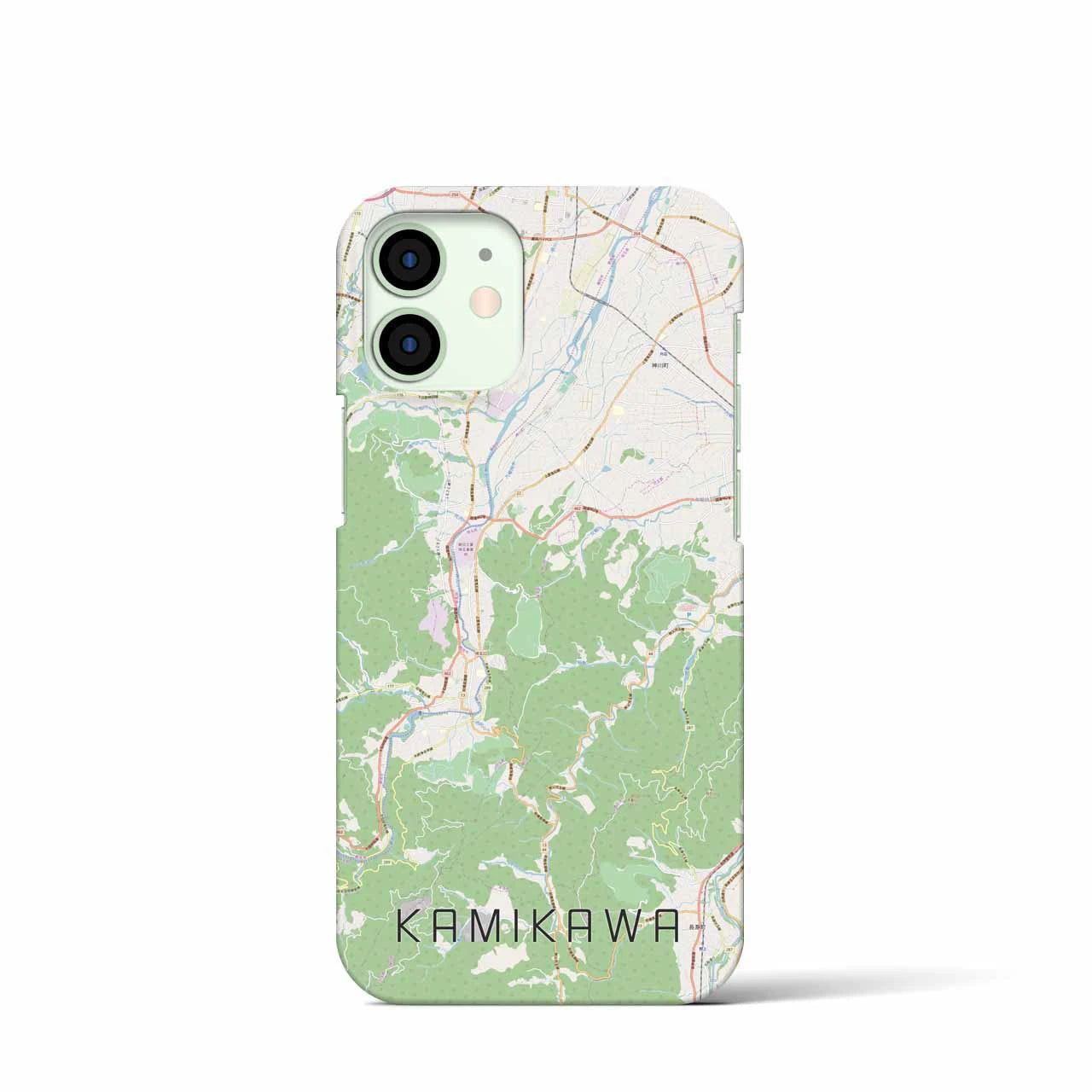 【神川】地図柄iPhoneケース（バックカバータイプ・ナチュラル）iPhone 12 mini 用