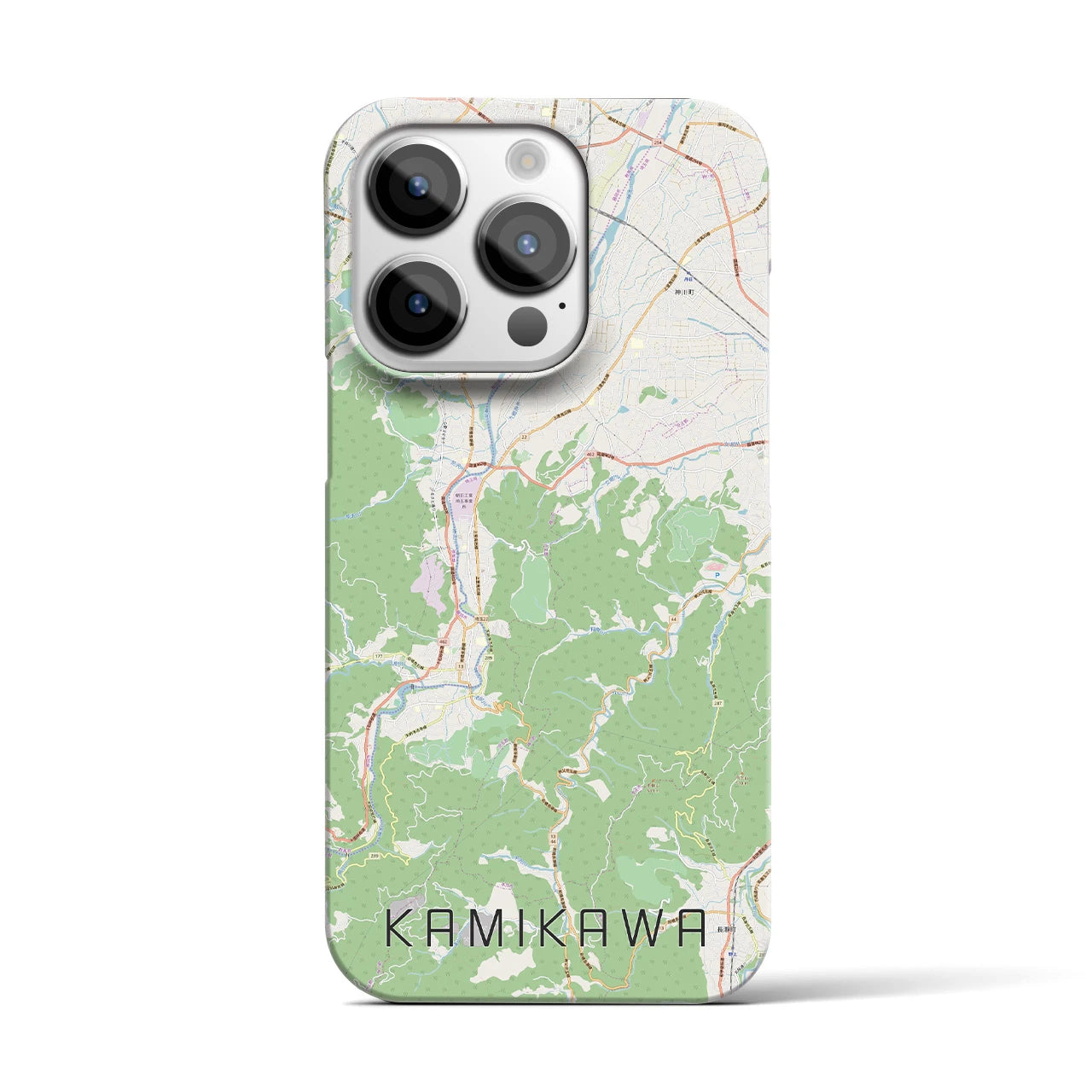 【神川】地図柄iPhoneケース（バックカバータイプ・ナチュラル）iPhone 14 Pro 用