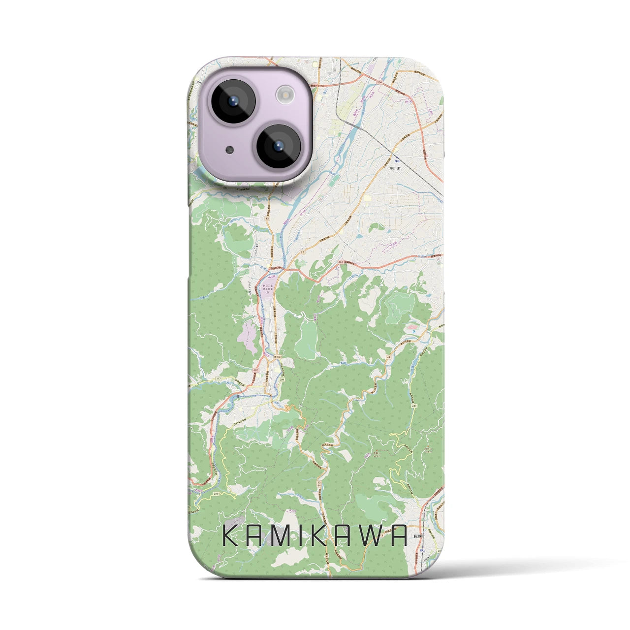 【神川】地図柄iPhoneケース（バックカバータイプ・ナチュラル）iPhone 14 用