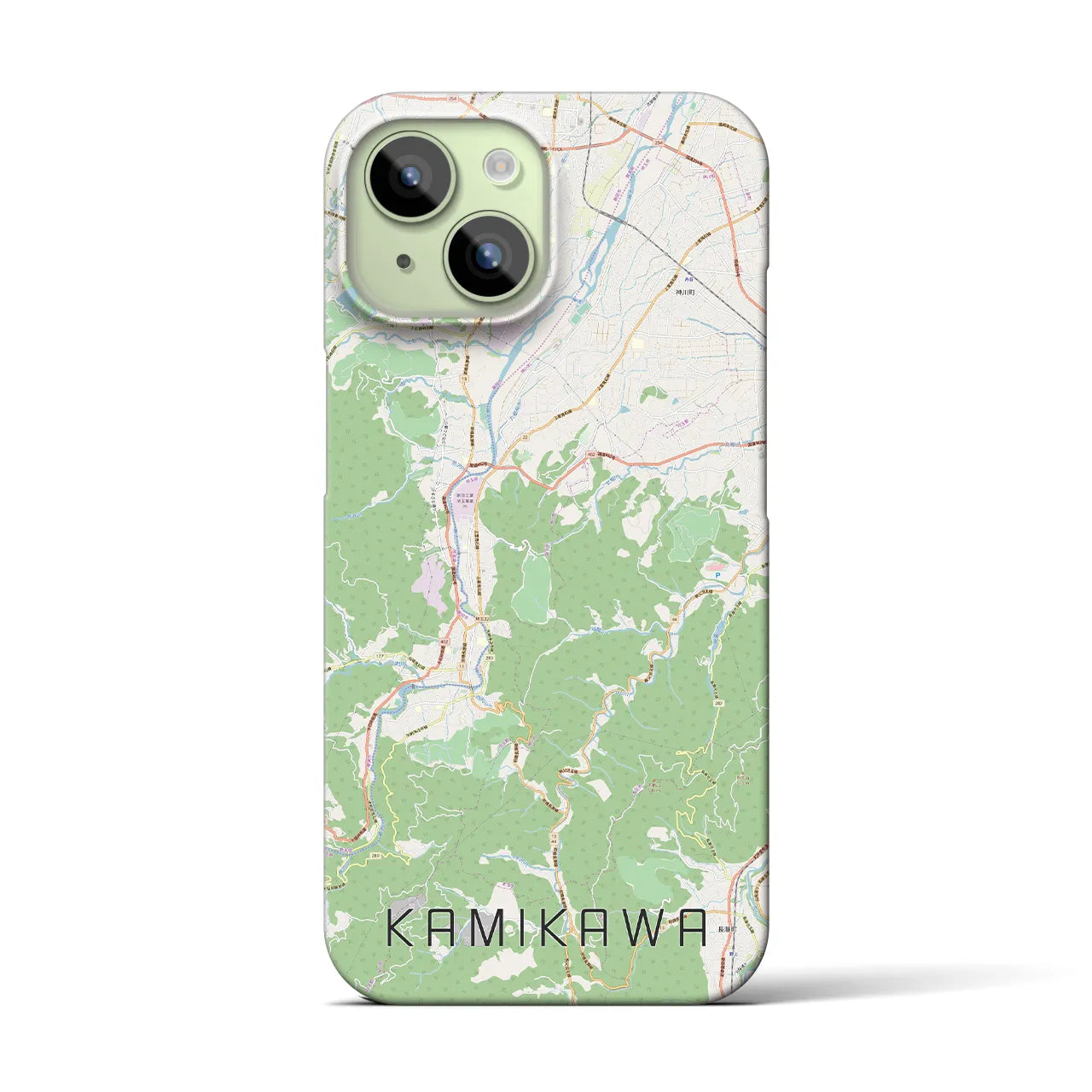【神川】地図柄iPhoneケース（バックカバータイプ・ナチュラル）iPhone 15 用