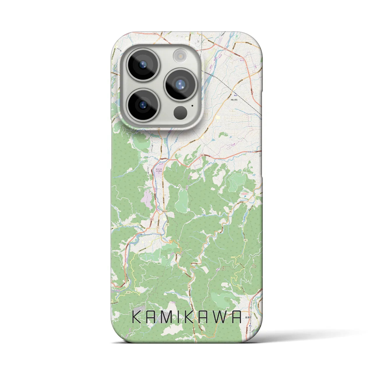 【神川】地図柄iPhoneケース（バックカバータイプ・ナチュラル）iPhone 15 Pro 用
