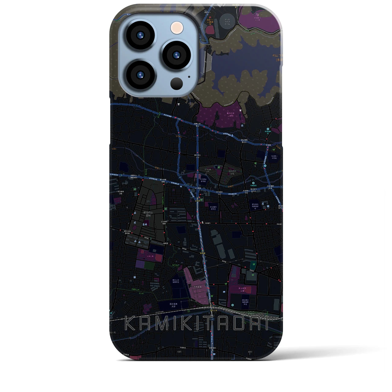 【上北台】地図柄iPhoneケース（バックカバータイプ・ブラック）iPhone 13 Pro Max 用