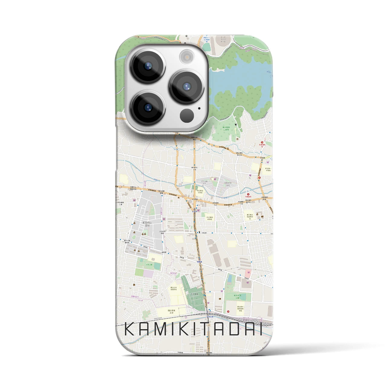 【上北台】地図柄iPhoneケース（バックカバータイプ・ナチュラル）iPhone 14 Pro 用