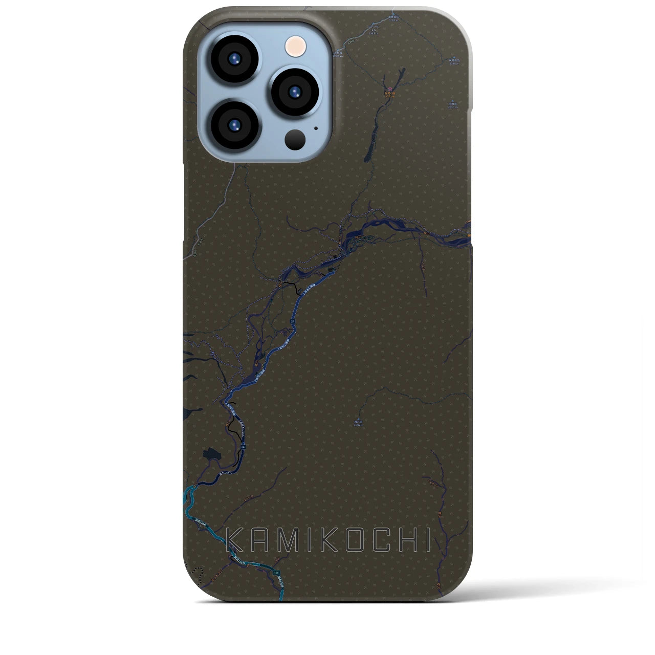 【上高地】地図柄iPhoneケース（バックカバータイプ・ブラック）iPhone 13 Pro Max 用