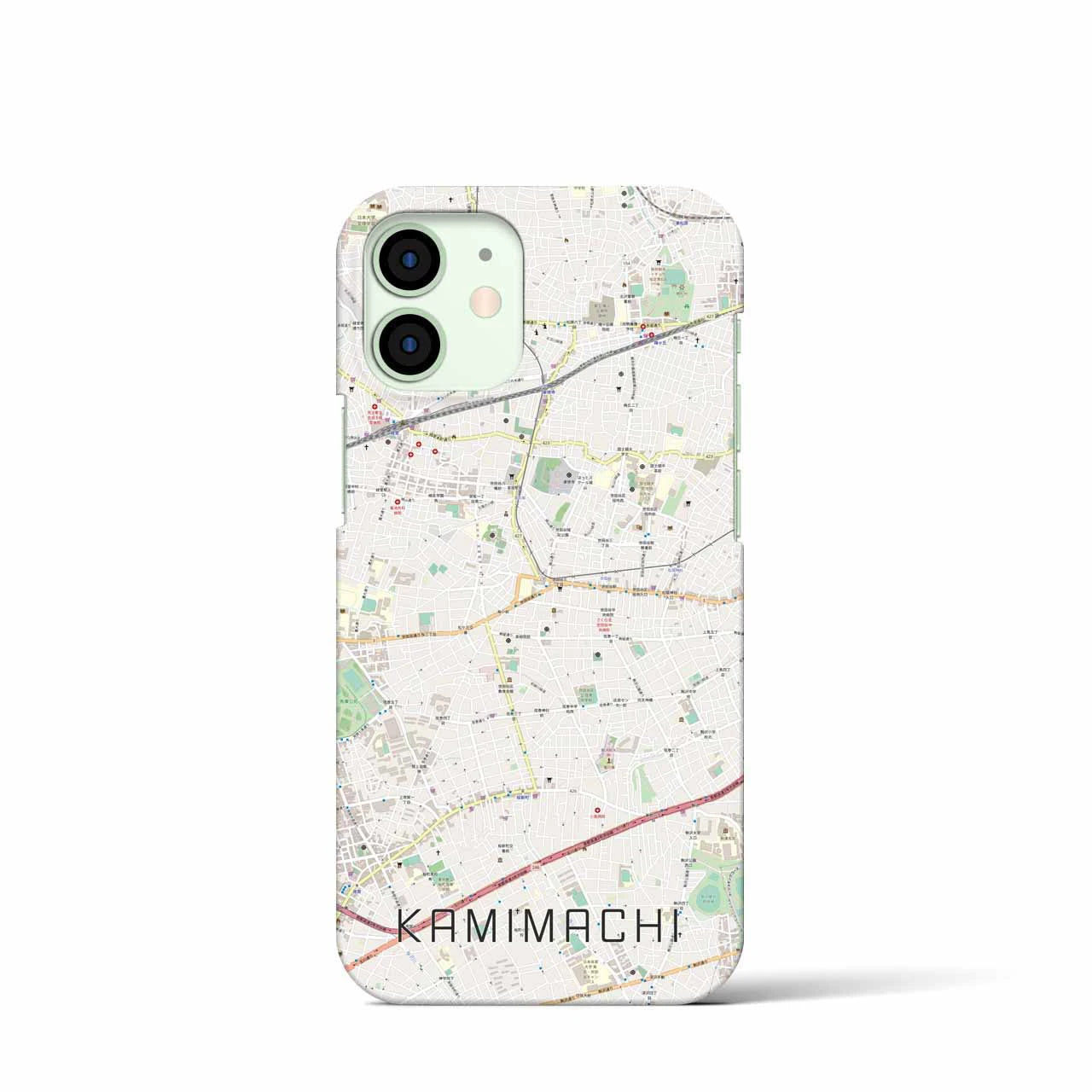 【上町】地図柄iPhoneケース（バックカバータイプ・ナチュラル）iPhone 12 mini 用