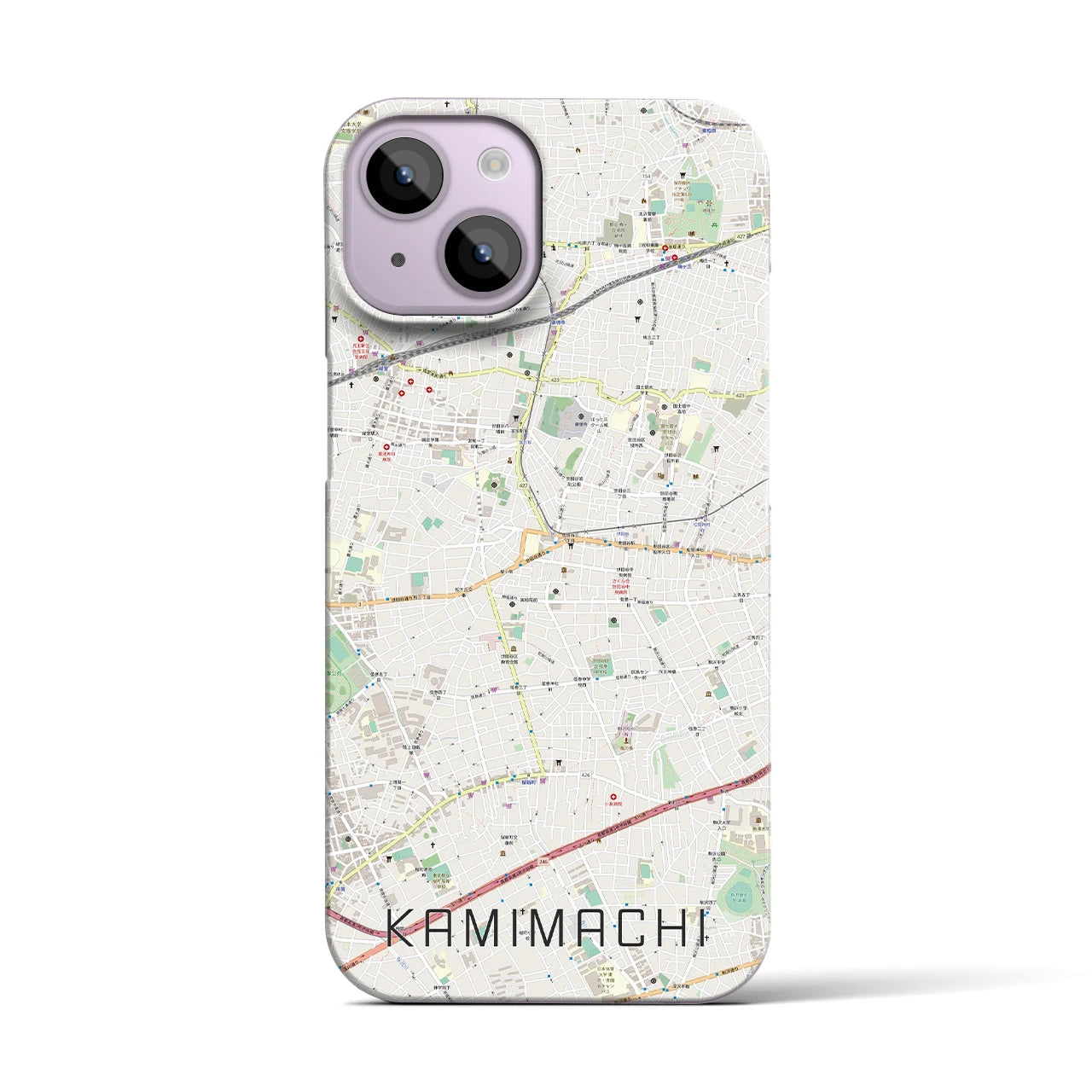 【上町】地図柄iPhoneケース（バックカバータイプ・ナチュラル）iPhone 14 用
