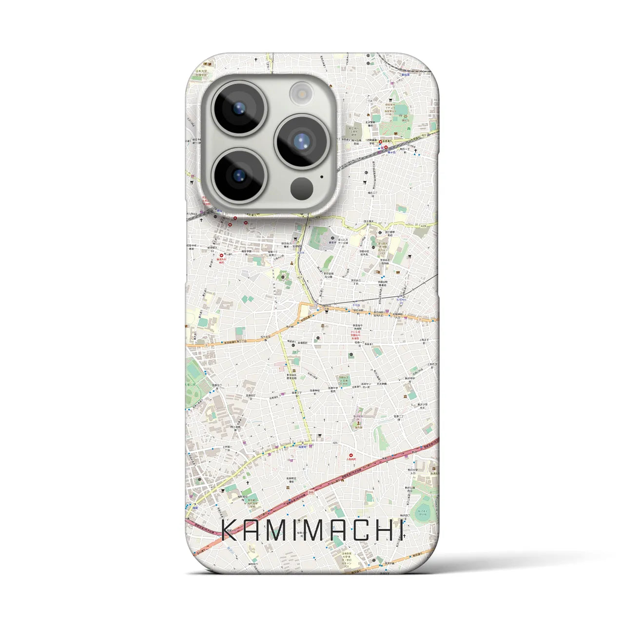 【上町】地図柄iPhoneケース（バックカバータイプ・ナチュラル）iPhone 15 Pro 用