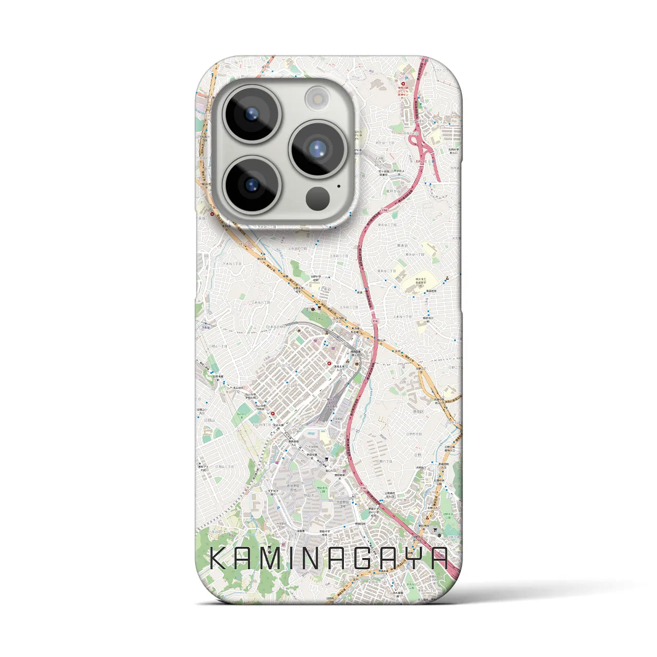 【上永谷】地図柄iPhoneケース（バックカバータイプ・ナチュラル）iPhone 15 Pro 用