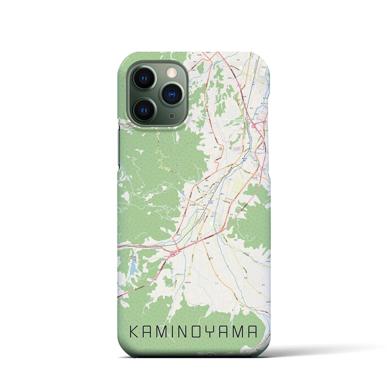【上山】地図柄iPhoneケース（バックカバータイプ・ナチュラル）iPhone 11 Pro 用