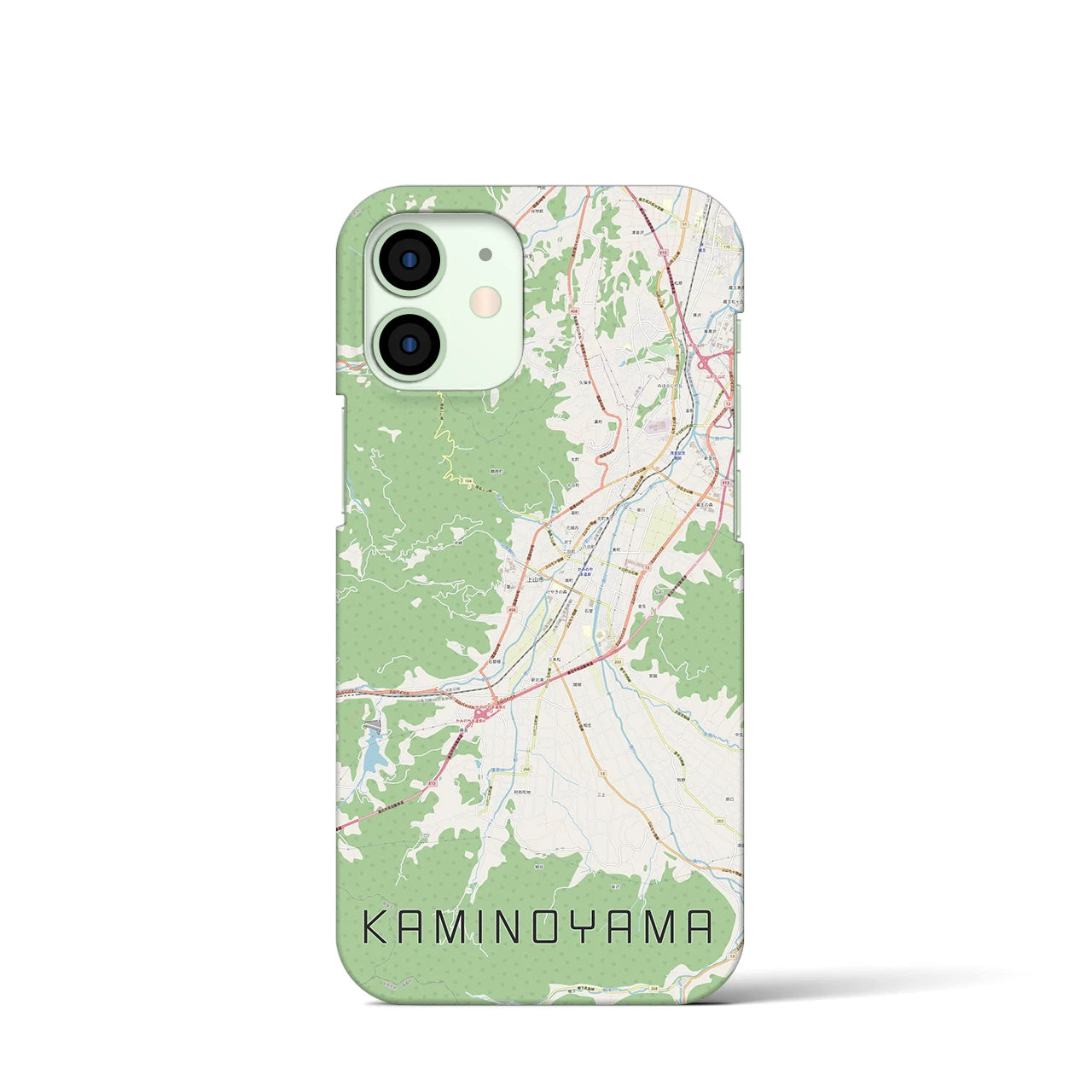 【上山】地図柄iPhoneケース（バックカバータイプ・ナチュラル）iPhone 12 mini 用