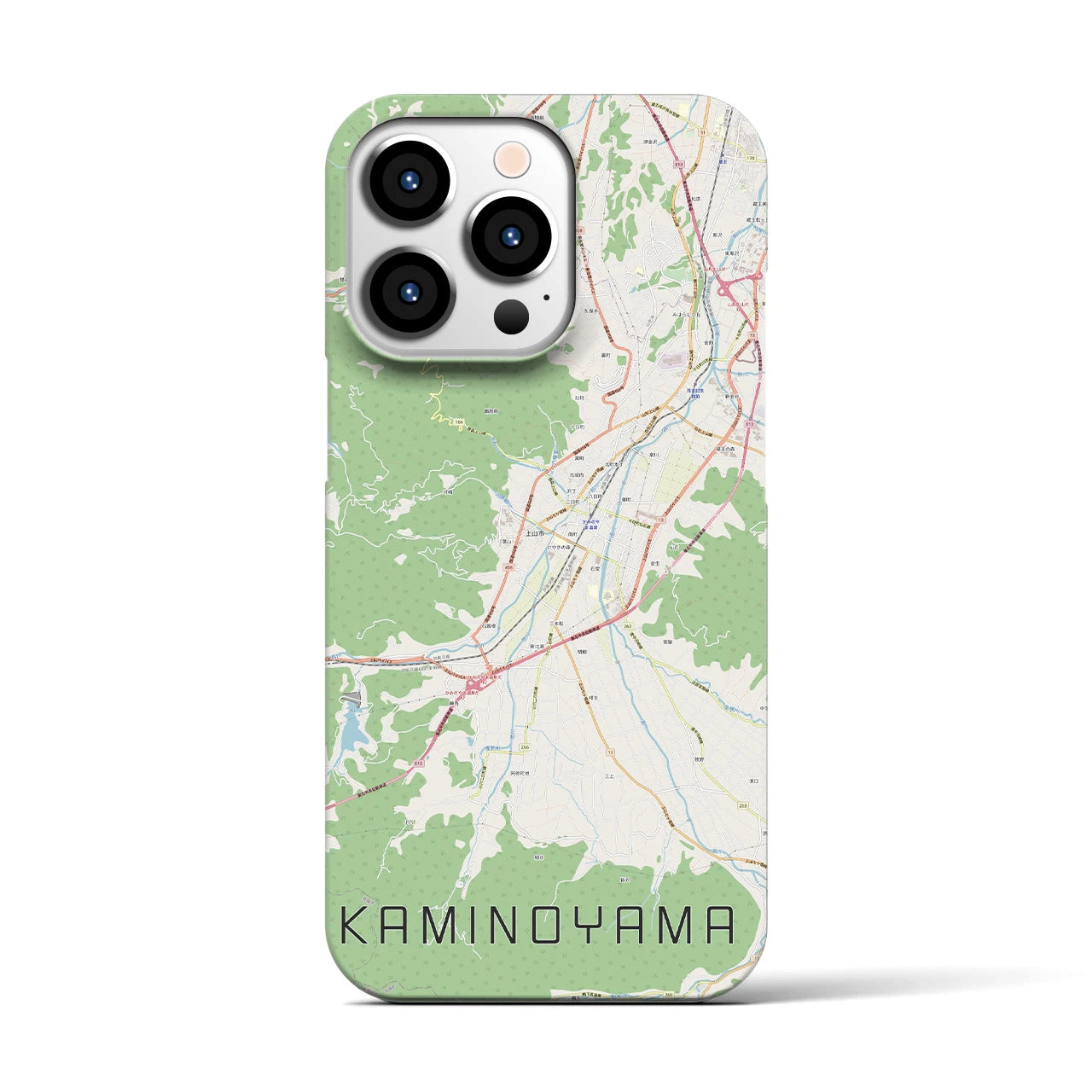 【上山】地図柄iPhoneケース（バックカバータイプ・ナチュラル）iPhone 13 Pro 用