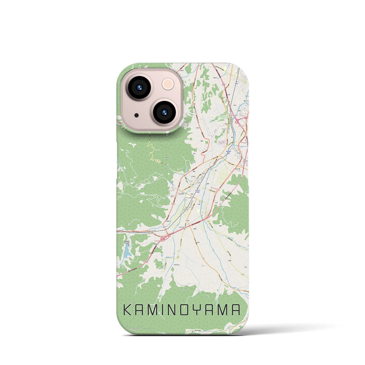 【上山】地図柄iPhoneケース（バックカバータイプ・ナチュラル）iPhone 13 mini 用