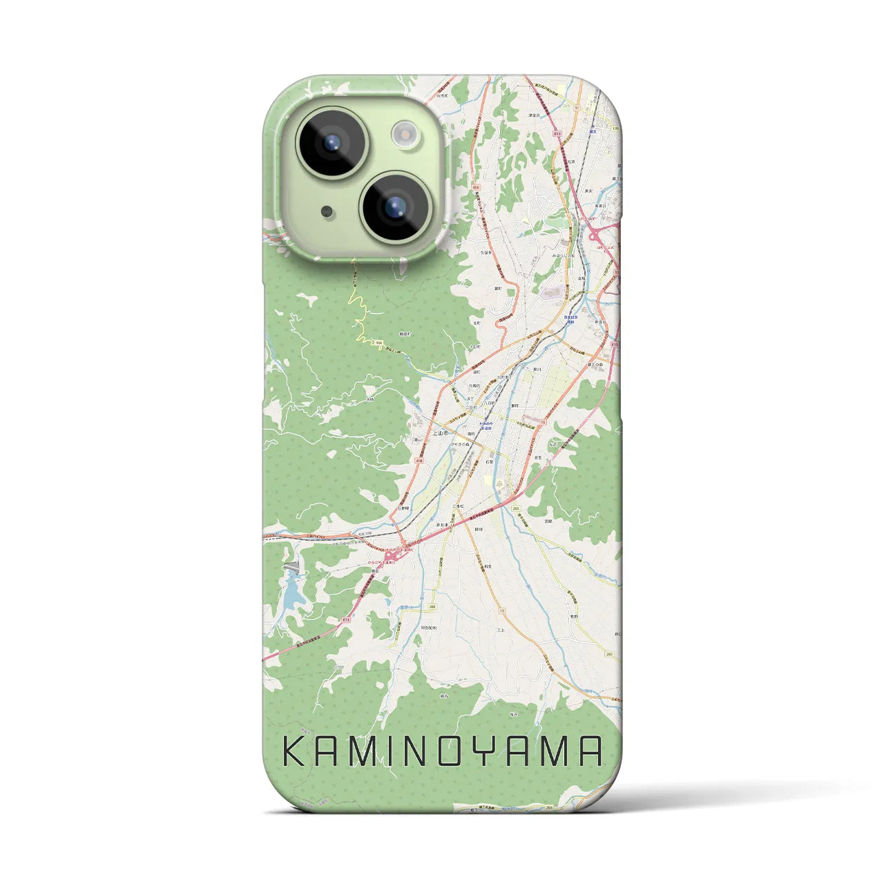 【上山】地図柄iPhoneケース（バックカバータイプ・ナチュラル）iPhone 15 用