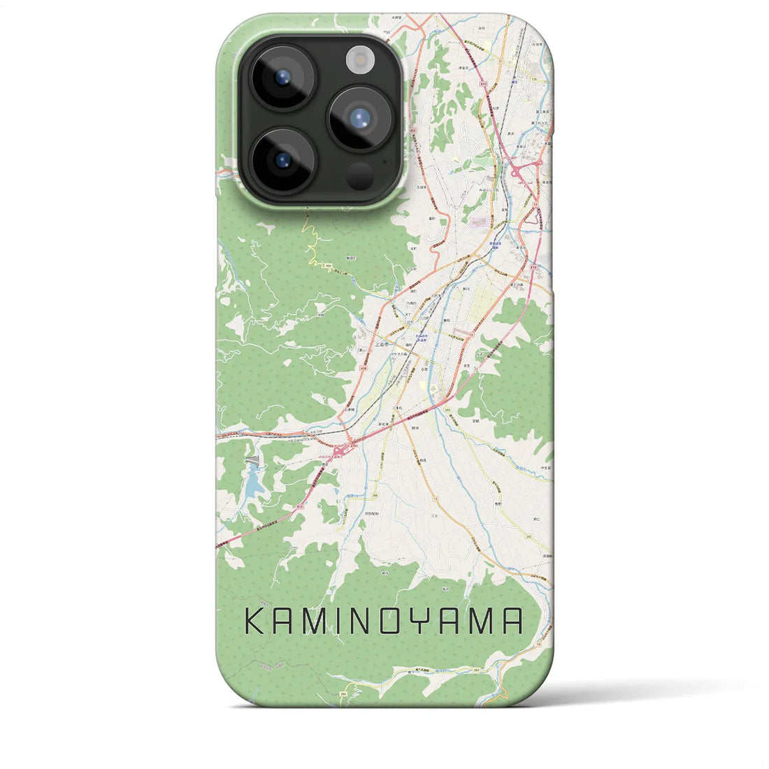 【上山】地図柄iPhoneケース（バックカバータイプ・ナチュラル）iPhone 15 Pro Max 用