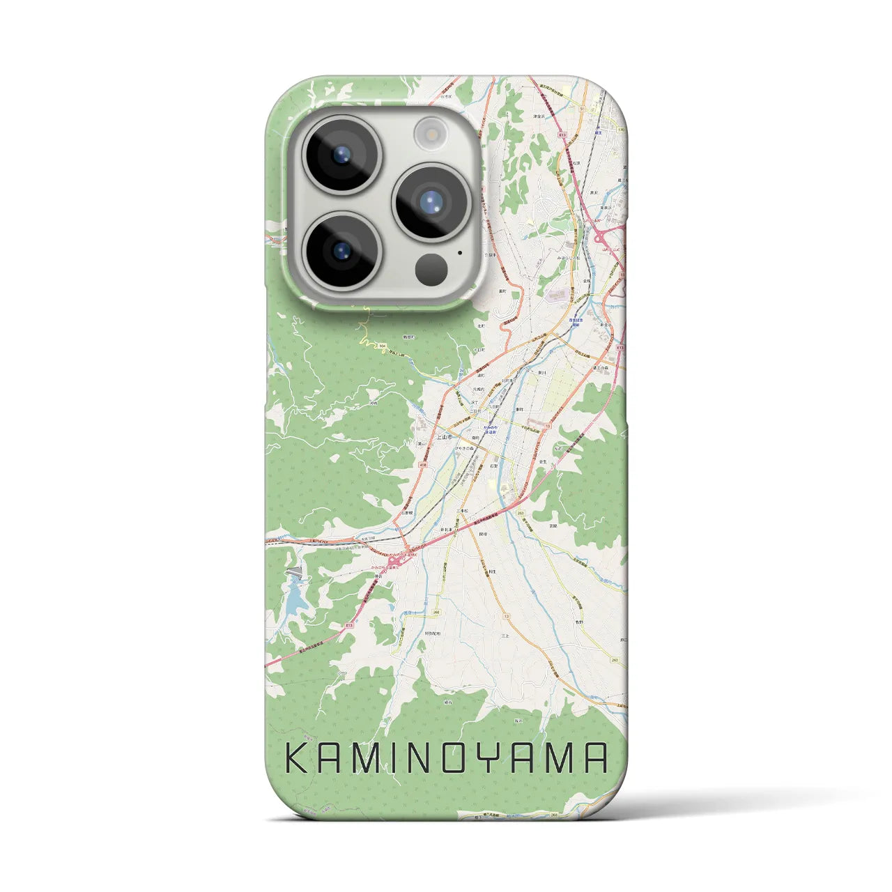 【上山】地図柄iPhoneケース（バックカバータイプ・ナチュラル）iPhone 15 Pro 用