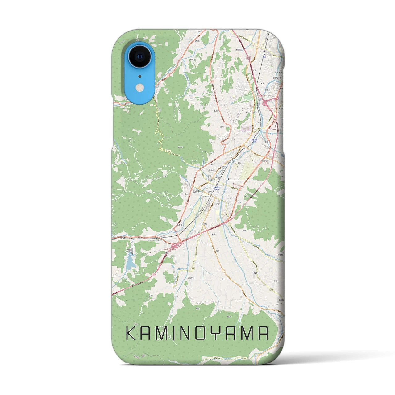 【上山】地図柄iPhoneケース（バックカバータイプ・ナチュラル）iPhone XR 用