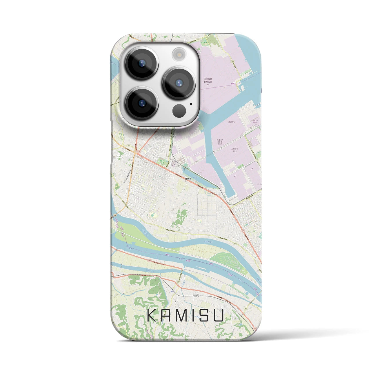 【神栖】地図柄iPhoneケース（バックカバータイプ・ナチュラル）iPhone 14 Pro 用