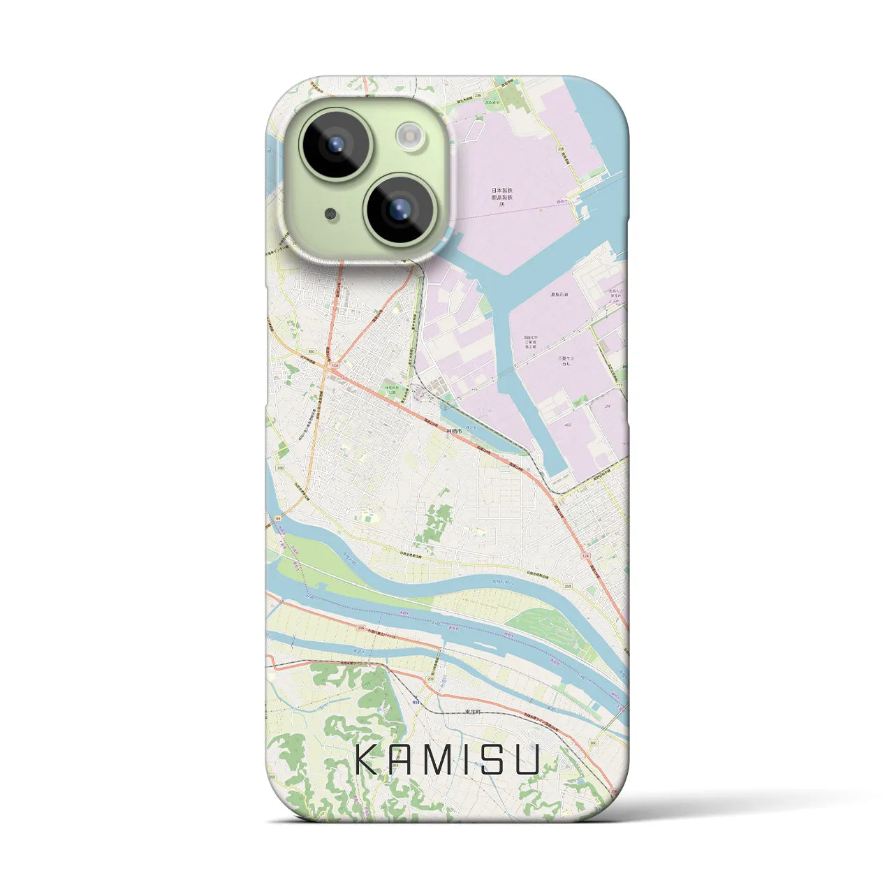 【神栖】地図柄iPhoneケース（バックカバータイプ・ナチュラル）iPhone 15 用