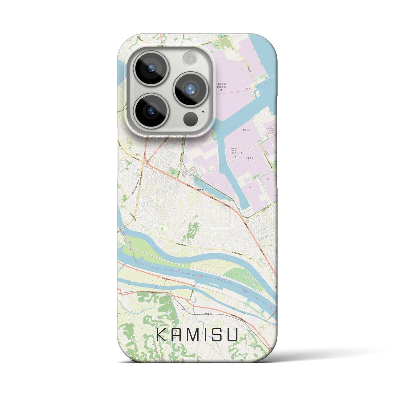 【神栖】地図柄iPhoneケース（バックカバータイプ・ナチュラル）iPhone 15 Pro 用