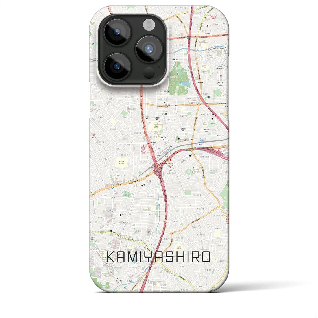 【上社】地図柄iPhoneケース（バックカバータイプ・ナチュラル）iPhone 15 Pro Max 用