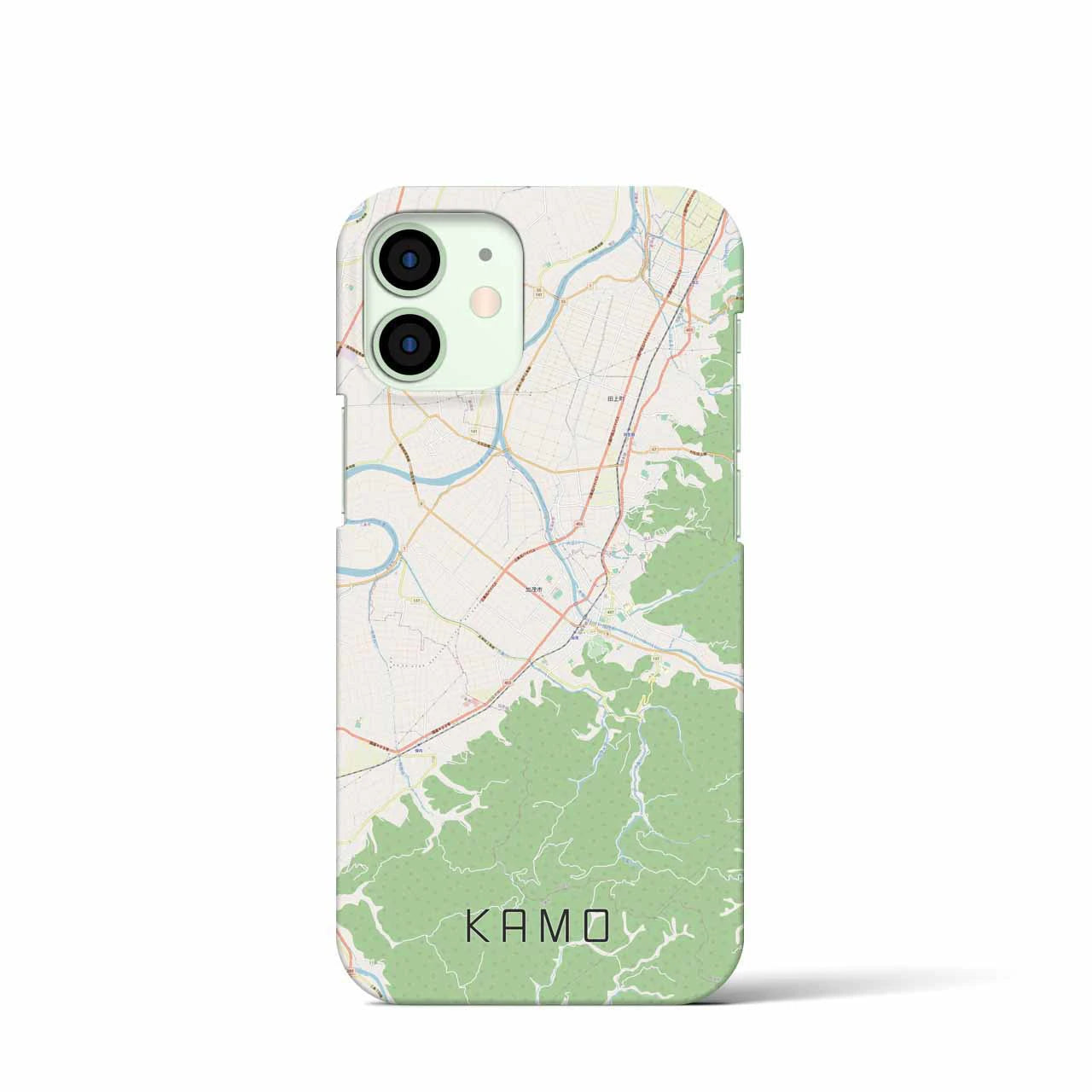 【加茂】地図柄iPhoneケース（バックカバータイプ・ナチュラル）iPhone 12 mini 用
