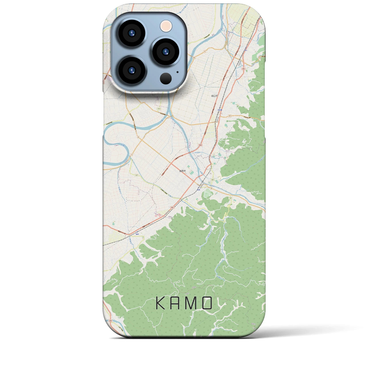 【加茂】地図柄iPhoneケース（バックカバータイプ・ナチュラル）iPhone 13 Pro Max 用