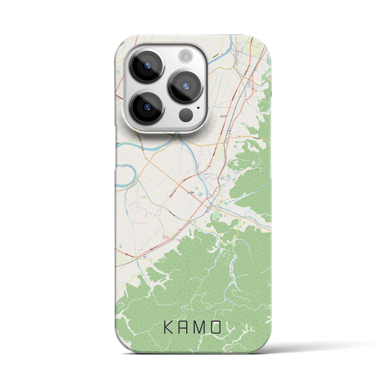 【加茂】地図柄iPhoneケース（バックカバータイプ・ナチュラル）iPhone 14 Pro 用