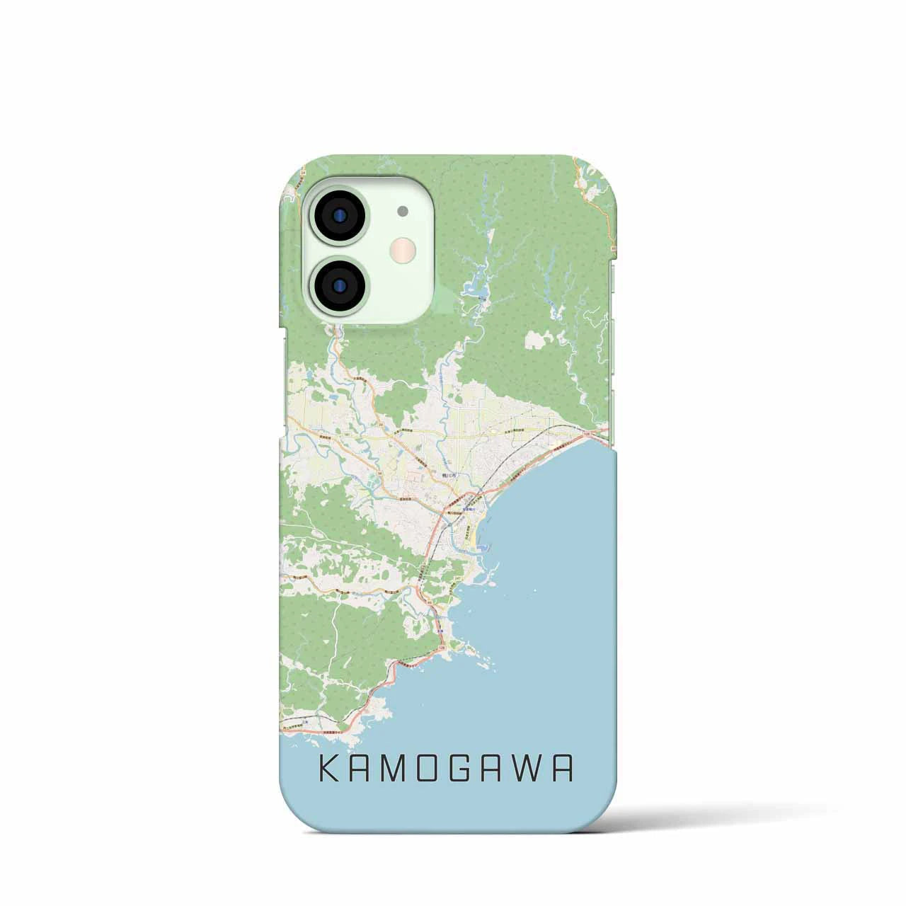 【鴨川】地図柄iPhoneケース（バックカバータイプ・ナチュラル）iPhone 12 mini 用