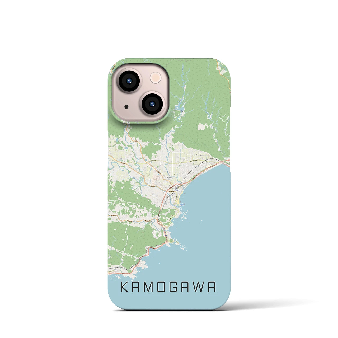 【鴨川】地図柄iPhoneケース（バックカバータイプ・ナチュラル）iPhone 13 mini 用