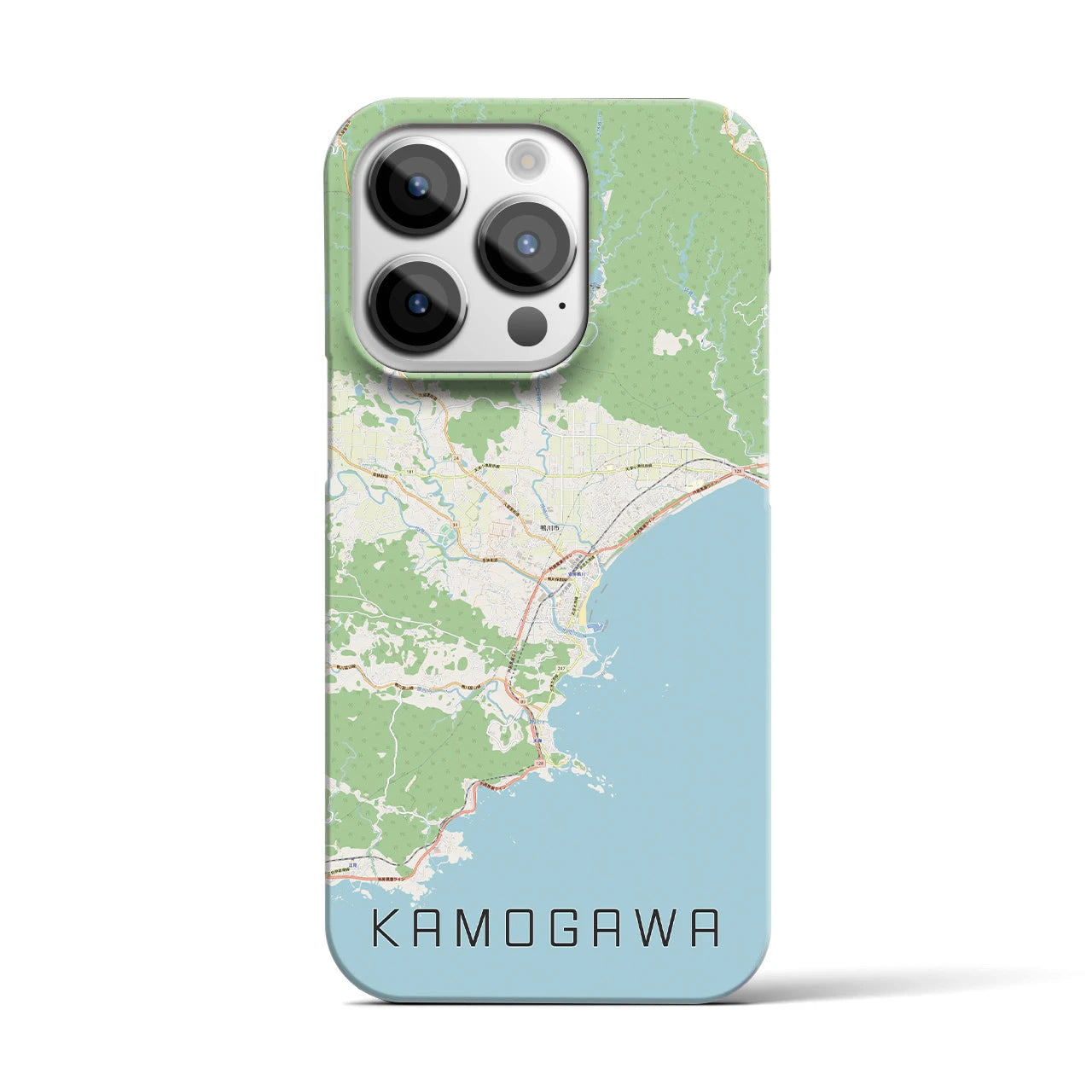 【鴨川】地図柄iPhoneケース（バックカバータイプ・ナチュラル）iPhone 14 Pro 用