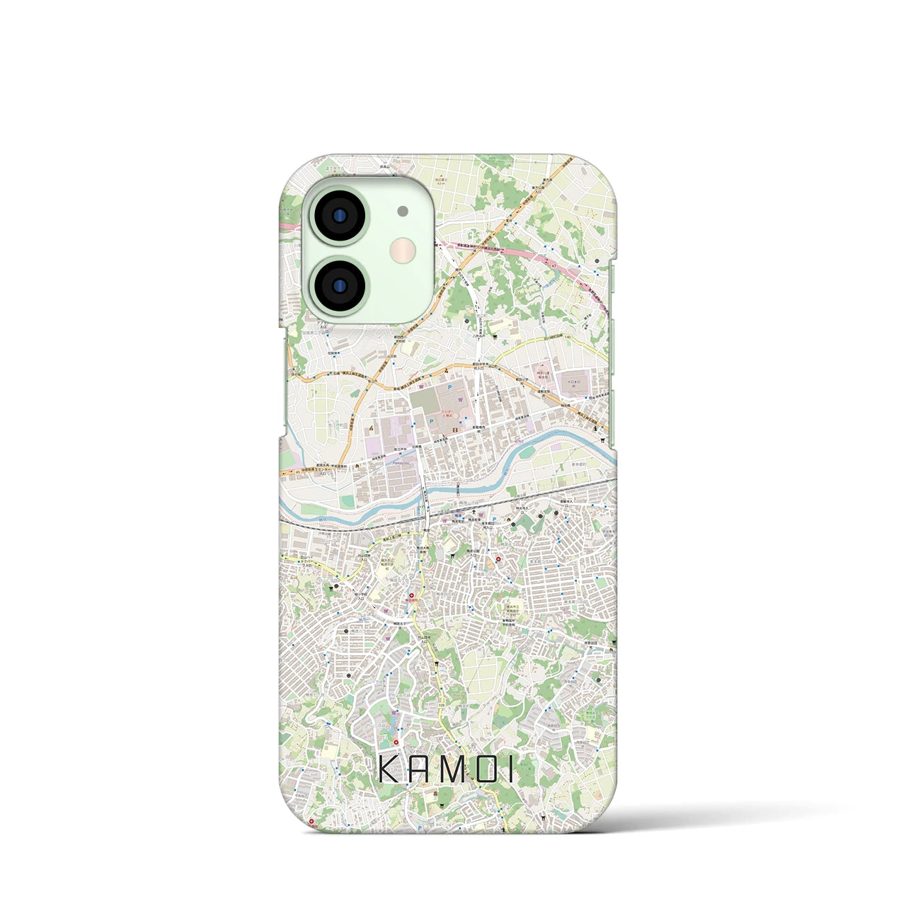 【鴨居】地図柄iPhoneケース（バックカバータイプ・ナチュラル）iPhone 12 mini 用