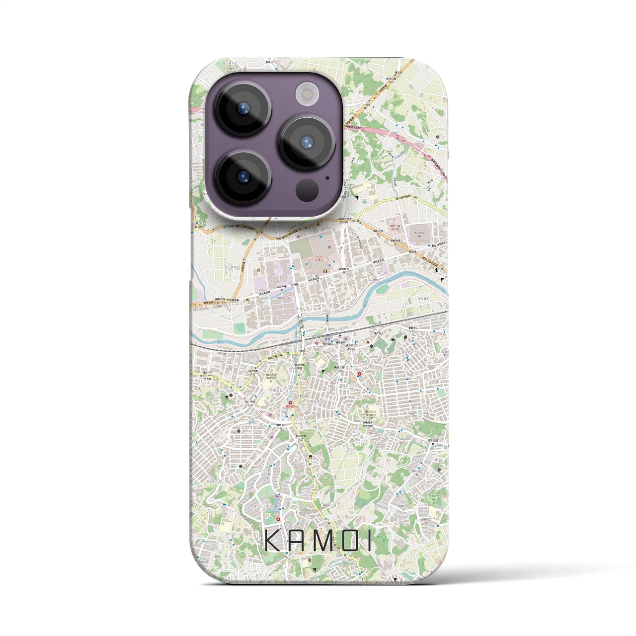 【鴨居】地図柄iPhoneケース（バックカバータイプ・ナチュラル）iPhone 14 Pro 用