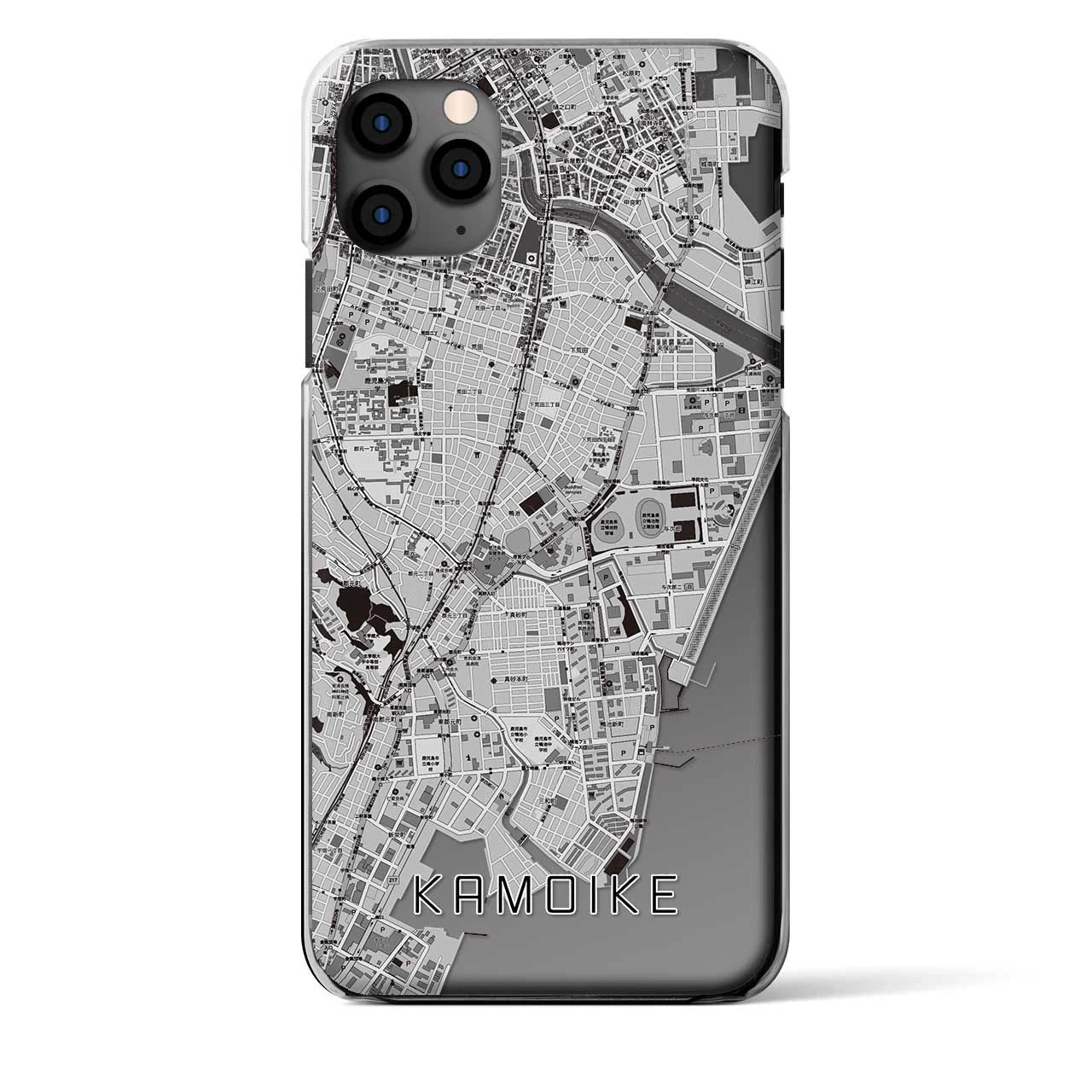 【鴨池】地図柄iPhoneケース（クリアタイプ・モノトーン）iPhone 11 Pro Max 用