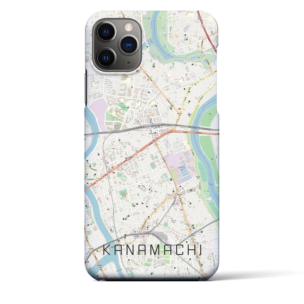 【金町】地図柄iPhoneケース（バックカバータイプ・ナチュラル）iPhone 11 Pro Max 用