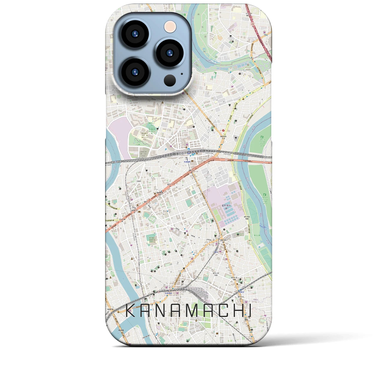 【金町】地図柄iPhoneケース（バックカバータイプ・ナチュラル）iPhone 13 Pro Max 用