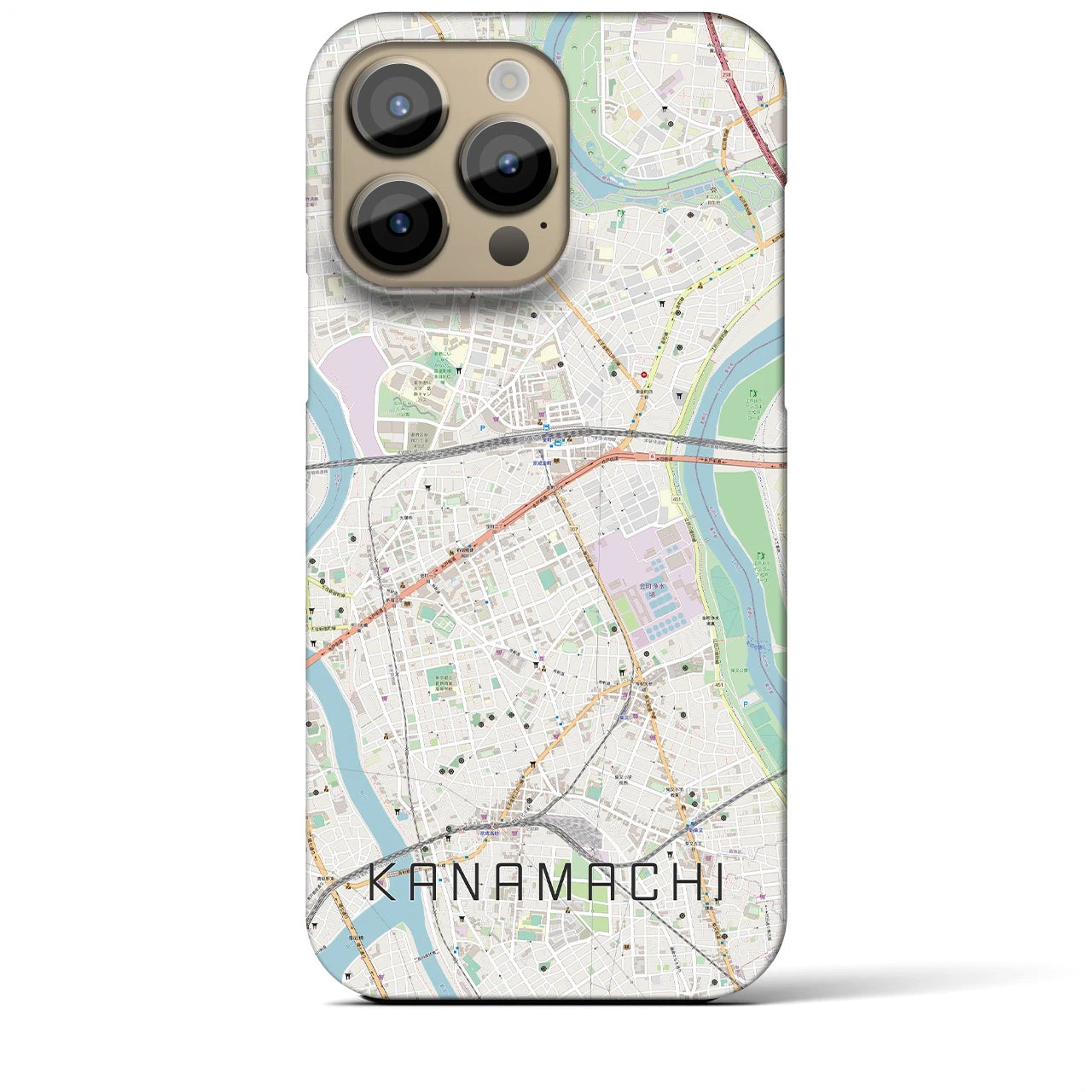 【金町】地図柄iPhoneケース（バックカバータイプ・ナチュラル）iPhone 14 Pro Max 用