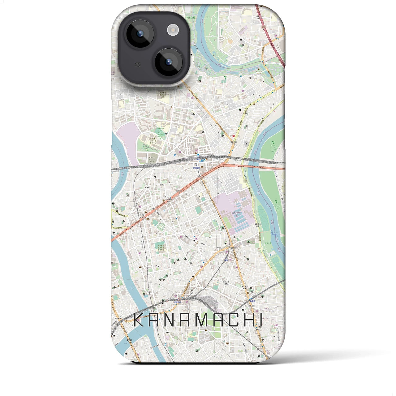 【金町】地図柄iPhoneケース（バックカバータイプ・ナチュラル）iPhone 14 Plus 用