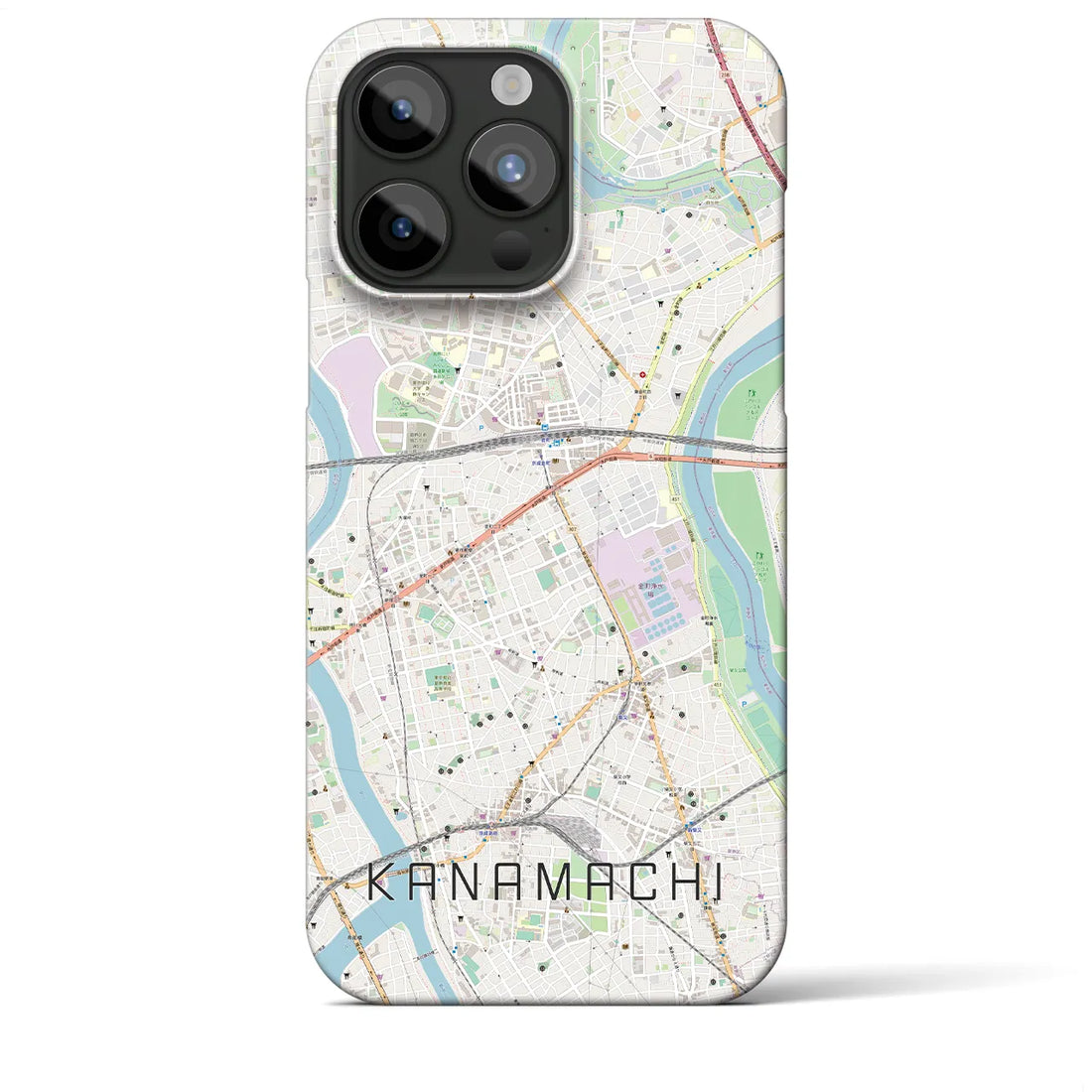 【金町】地図柄iPhoneケース（バックカバータイプ・ナチュラル）iPhone 15 Pro Max 用