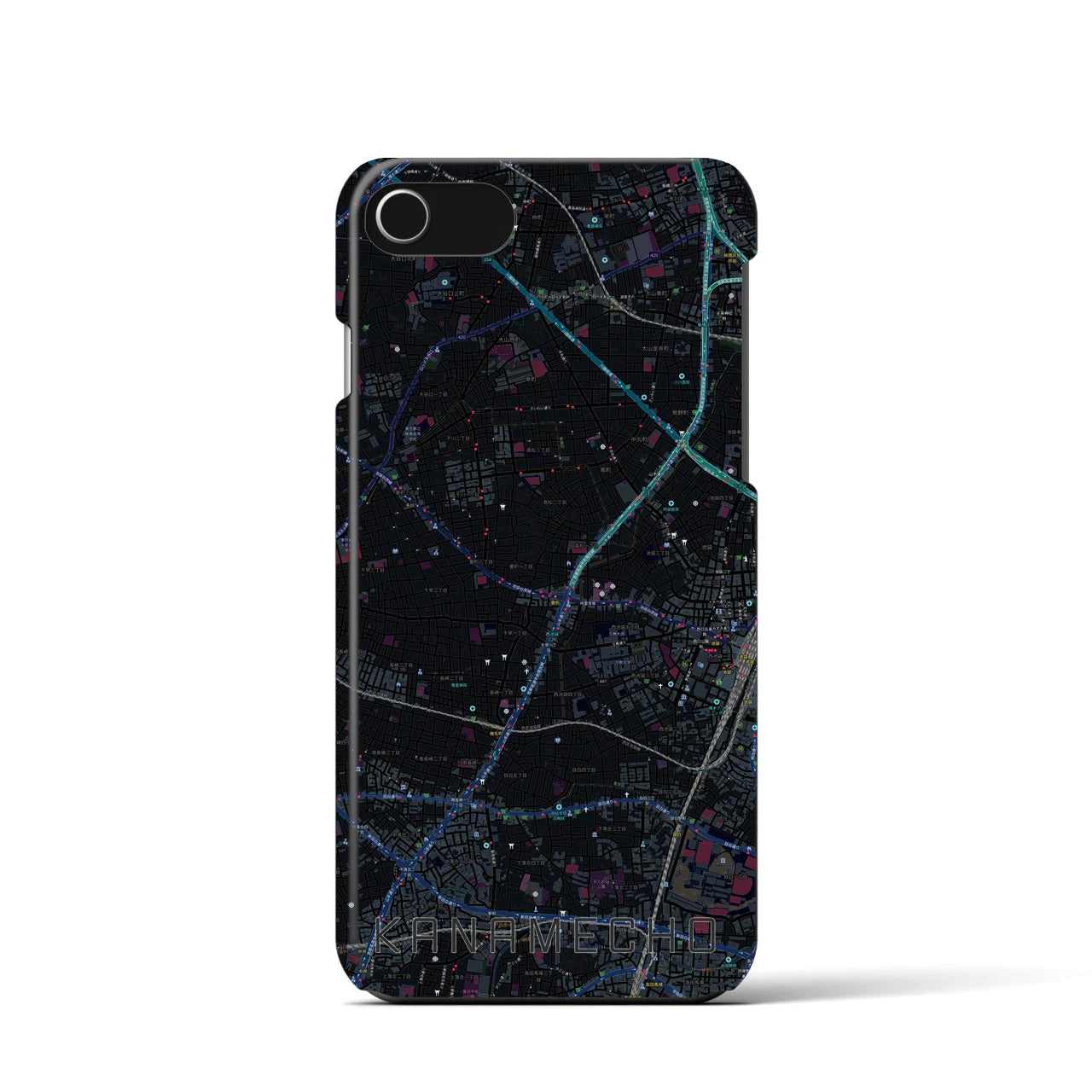 【要町】地図柄iPhoneケース（バックカバータイプ・ブラック）iPhone SE（第3 / 第2世代） / 8 / 7 / 6s / 6 用