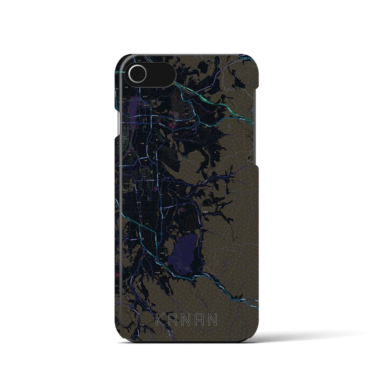 【河南】地図柄iPhoneケース（バックカバータイプ・ブラック）iPhone SE（第3 / 第2世代） / 8 / 7 / 6s / 6 用