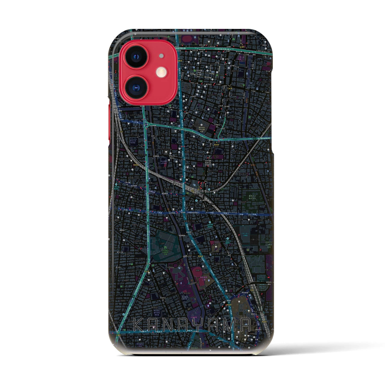 【金山】地図柄iPhoneケース（バックカバータイプ・ブラック）iPhone 11 用