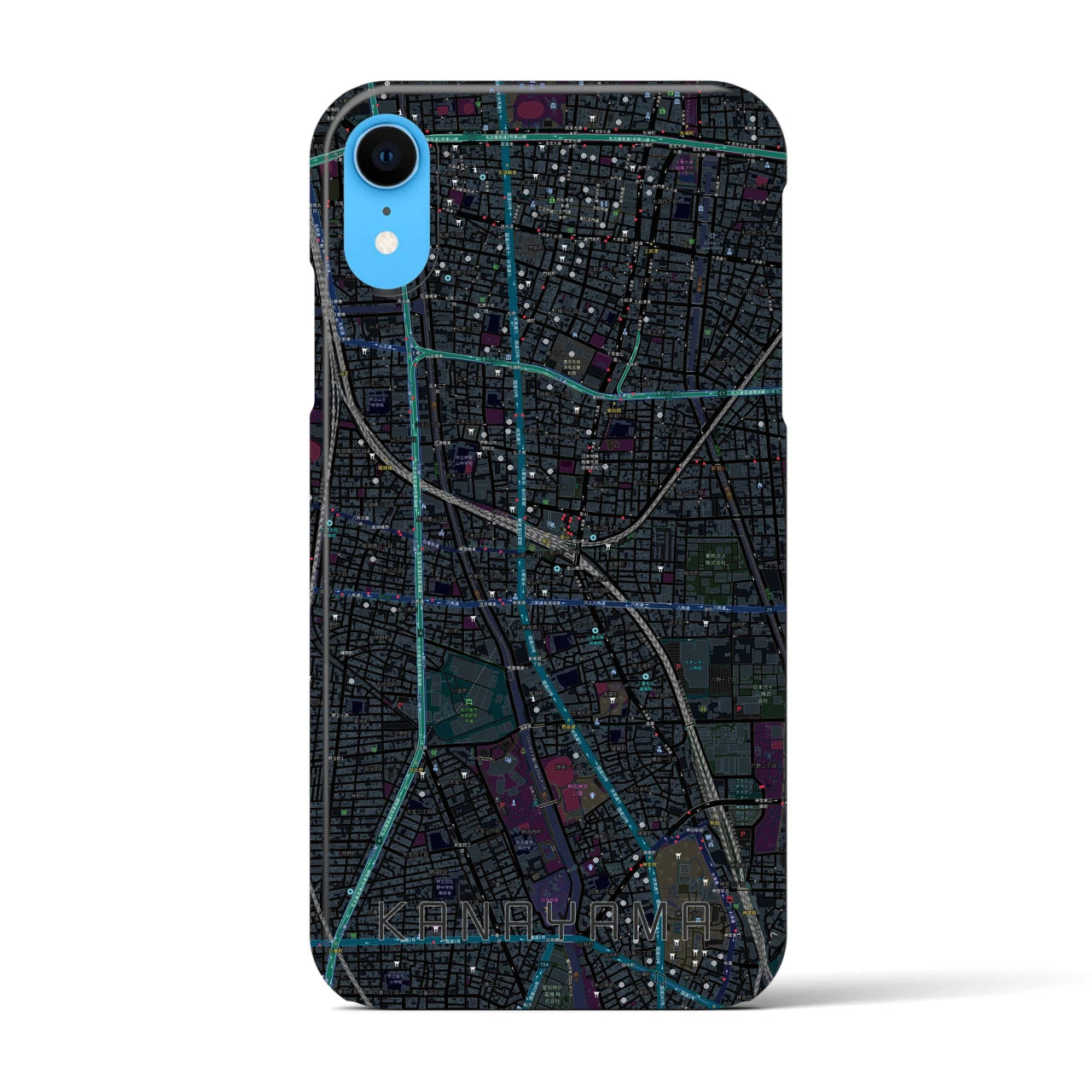 【金山】地図柄iPhoneケース（バックカバータイプ・ブラック）iPhone XR 用