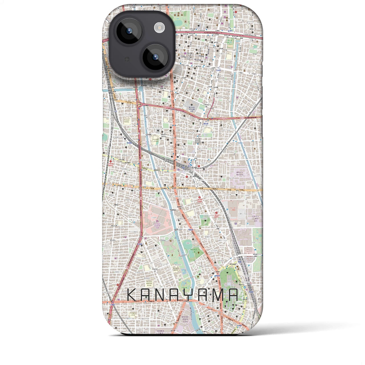 【金山】地図柄iPhoneケース（バックカバータイプ・ナチュラル）iPhone 14 Plus 用