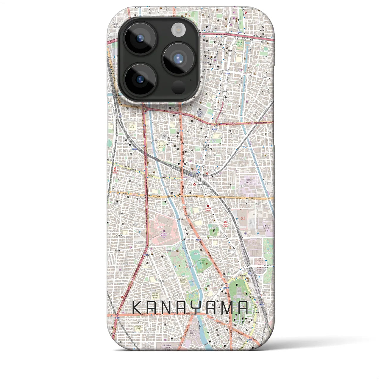 【金山】地図柄iPhoneケース（バックカバータイプ・ナチュラル）iPhone 15 Pro Max 用