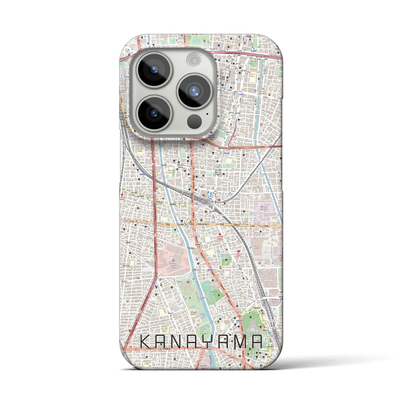 【金山】地図柄iPhoneケース（バックカバータイプ・ナチュラル）iPhone 15 Pro 用